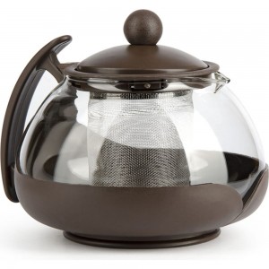 Стеклянный заварочный чайник BAROUGE BF-500/60 с металлическим ситом, коричневый, 750 мл, BF-500 750 мл/коричневый/чайник