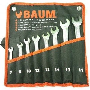 Набор комбинированных ключей BAUM 8 предметов, 7-19 мм 30-08М