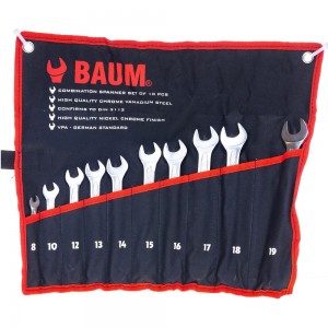 Набор комбинированных ключей BAUM 10 предметов, 8-19 мм 30-10M