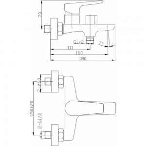 Смеситель для ванны и душа BelBagno ANCONA ANCONA-VAS-CRM