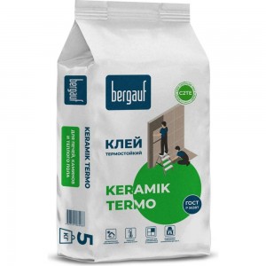 Термостойкий клей для печей, каминов и теплого пола Bergauf Keramik Termo класс C2TE, 5 кг 20732