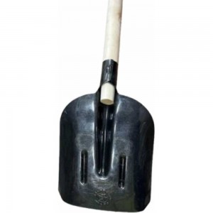 Совковая лопата Berhau рельсовая сталь, 290x235 мм, с ребрами жесткости, деревянный черенок 100953