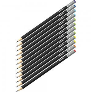 Набор чернографитных карандашей BERLINGO 12 шт, 3H-3B, заточенные, картонная упаковка BS01212