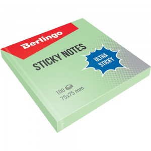 Самоклеящийся блок BERLINGO Ultra Sticky 75x75 мм, 100 листов, пастель, зеленый LSn_39206