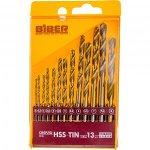 Набор сверл по металлу HSS-TIN Стандарт (13 шт; 2-8 мм) Biber 74133 тов-042029