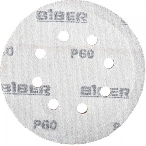 Круг абразивный с перфорацией (5 шт; 125 мм; Р60; Velcro; 8 отв) Biber 70682 тов-165722