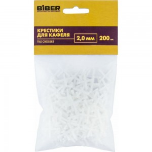 Крестики для кафеля (100 упаковок по 200 шт; 2 мм) Biber 55602 тов-080348
