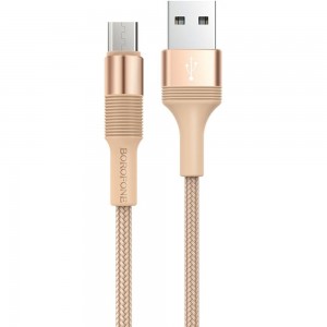 USB-кабель BOROFONE, AM-microBM 1 метр, 2.4A, тканый, золотой 23752-BX21mGL