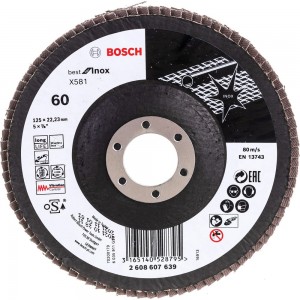 Круг лепестковый Best for Inox для УШМ (125х22,2 мм; К60) Bosch 2608607639