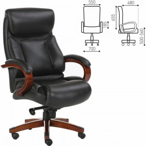 Офисное кресло, дерево, натуральная кожа, черное, BRABIX Infinity EX-707 531826