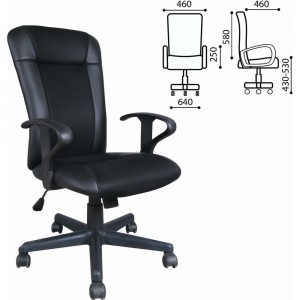 Компьютерное офисное кресло BRABIX Optima MG-370, с подлокотниками, эко кожа, ткань 531580