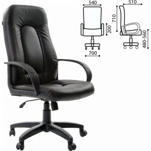Компьютерное офисное кресло руководителя BRABIX Strike EX-525, с подлокотниками, эко кожа 531382