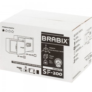 Офисный мебельный сейф BRABIX SF-200KL 200х310х200 мм, ключевой замок, черный 291144