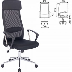 Офисное кресло BRABIX Flight R EX-541, хром, ткань TW, сетка, черное 532517