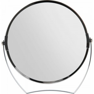 Настольное зеркало BRABIX круглое, диаметр 17 см, двустороннее, с увеличением, рамка из нержавеющей стали 607421