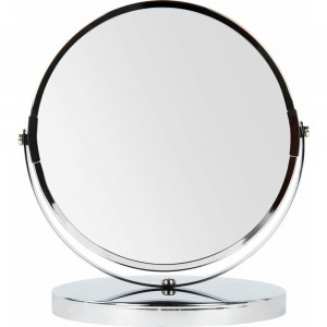 Настольное зеркало BRABIX круглое, диаметр 17 см, двустороннее, с увеличением, металлическая 607422