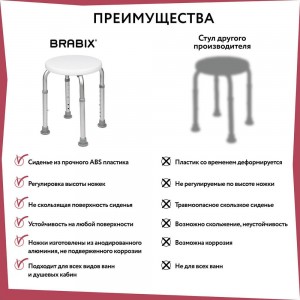 Стул сиденье для купания в душе и ванной BRABIX Титан 532619