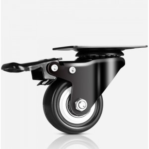 Поворотное колесо Brante 50 мм, на площадке, с тормозом, черный, пвх, с двухрядным шариковым подшипником 104257