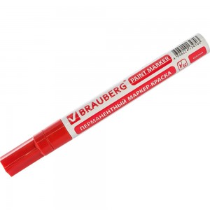 Лаковый маркер-краска 2-4 мм, красный, нитро-основа, алюминиевый корпус BRAUBERG 150874