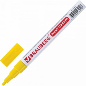 Лаковый маркер-краска 1-2 мм, желтый, нитро-основа, алюминиевый корпус BRAUBERG 150863