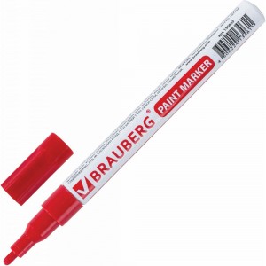 Лаковый маркер-краска 1-2 мм, красный, нитро-основа, алюминиевый корпус BRAUBERG 150865