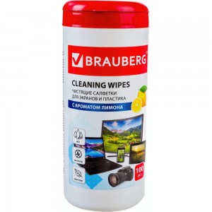 Универсальные чистящие салфетки для экранов и пластика BRAUBERG Лимон 511688