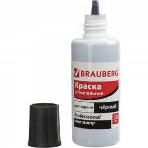 Штемпельная краска BRAUBERG Professional clear stamp, черная, 30 мл, на водной основе, 227983