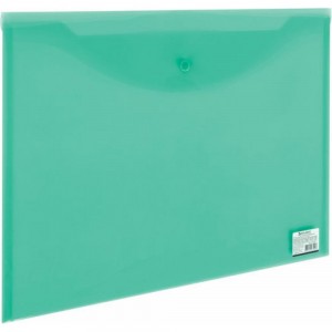 Прозрачная папка-конверт BRAUBERG с кнопкой, большого формата, 310х430 мм, А3, зеленая, 0.18 мм 224033