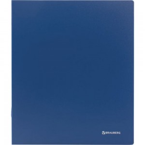 Папка на 4 кольцах BRAUBERG Стандарт 40 мм, синяя, до 300 листов, 0,9 мм 221619