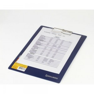 Сверхпрочная доска-планшет BRAUBERG Contract с прижимом А4 313x225 мм, пластик, 1.5 мм, синяя, 223490