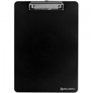 Сверхпрочная доска-планшет BRAUBERG SOLID с прижимом А4 315 х225 мм, 2 мм, черная, 226822