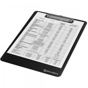 Сверхпрочная доска-планшет BRAUBERG SOLID с прижимом А4 315 х225 мм, 2 мм, черная, 226822