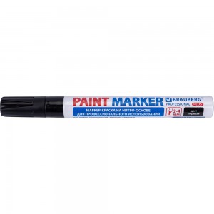 Лаковый маркер-краска BRAUBERG paint marker 4 мм, черный, нитро-основа, алюминиевый 151445