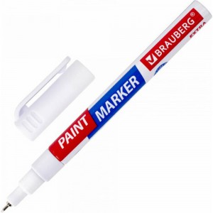 Лаковый маркер-краска BRAUBERG EXTRA paint marker 1 мм, белый улучшенный, нитро-основа, 151959