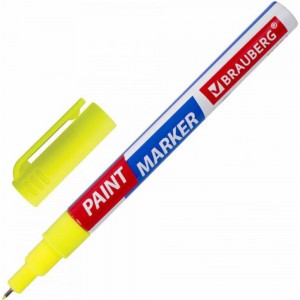 Лаковый маркер-краска BRAUBERG EXTRA paint marker 1 мм, желтый, улучшенная нитро-основа, 151962