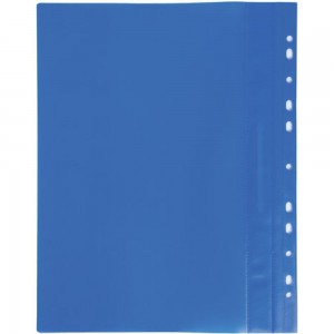 Скоросшиватель 10 шт в упаковке BRAUBERG пластиковый с перфорацией А4 140/180 мкм синий 226583