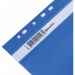 Скоросшиватель 10 шт в упаковке BRAUBERG пластиковый с перфорацией А4 140/180 мкм синий 226583