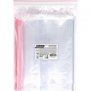 Прочные пакеты BRAUBERG EXTRA ZIP LOCK зиплок, комплект 100 шт, 20x25 cм, ПВД, 80 мкм 608178