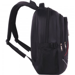 Универса��ьный рюкзак BRAUBERG High School 3 отделения, черный, красные детали, 46x31x18 см 271651