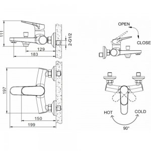 Смеситель для ванны Bravat Eler 00-00003159 F6191238CP-01