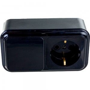 Блок Bylectrica 1 выключатель + розетка с заземляющим контактом ОУ, серия ПРАЛЕСКА, В-РЦ-527 черный
