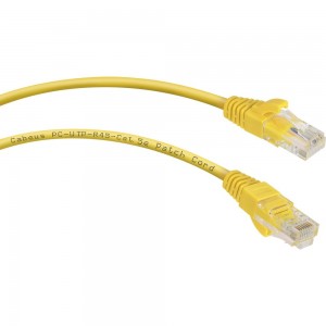 Неэкранированный патч-корд Cabeus U/UTP, категория 5е, 2xRJ45/8p8c, желтый, PVC, 0.15м PC-UTP-RJ45-Cat.5e-0.15m-YL