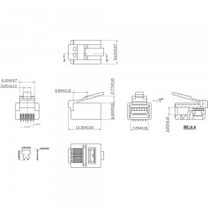 Телефонный коннектор RJ-12 Cabeus 100 шт 6P6C