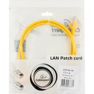 Патч-корд Cablexpert UTP PP12-1M/Y кат.5e, 1м, литой, многожильный жёлтый PP12-1M/Y