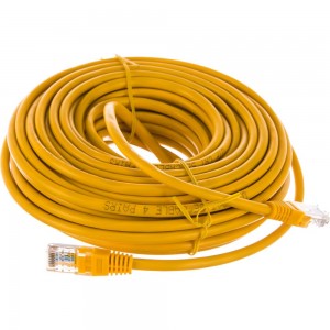 Многожильный медный патч-корд Cablexpert UTP кат.5e, 15м, литой, жёлтый PP10-15M/Y