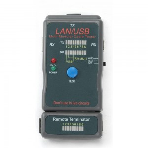 Тестер Cablexpert LAN 100/1000 Base-TX, для UTP, STP, RJ-11, USB-кабеля NCT-2
