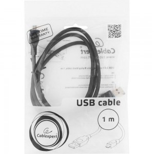 Кабель Cablexpert USB 2.0 Pro AM/microBM 5P, 1м, экран, черный, пакет CCP-mUSB2-AMBM-1M