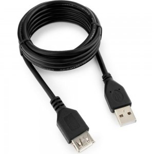 Кабель-удлинитель Cablexpert USB2.0 Pro AM/AF, 1.8м, экран, черный, пакет CCP-USB2-AMAF-6