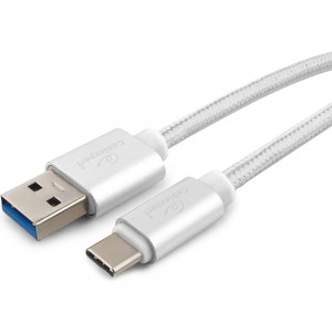 Кабель USB 3.0 Cablexpert, AM/Type-C, длина 1м, серебро CC-P-USBC03S-1M