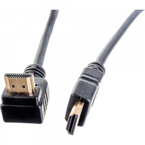Кабель Cablexpert HDMI v2.0, 19M/19M, 1.8м, медь, позол.разъемы, экран, угловой разъем, черный CC-HDMI490-6